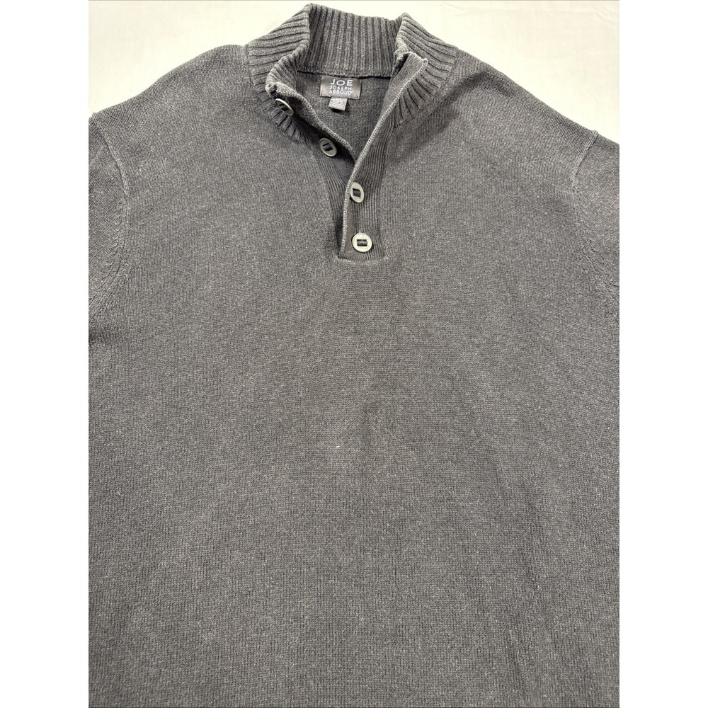 SWEATER Men XL Knit Mock Button Neck Pullover CHARCOAL Gray‎